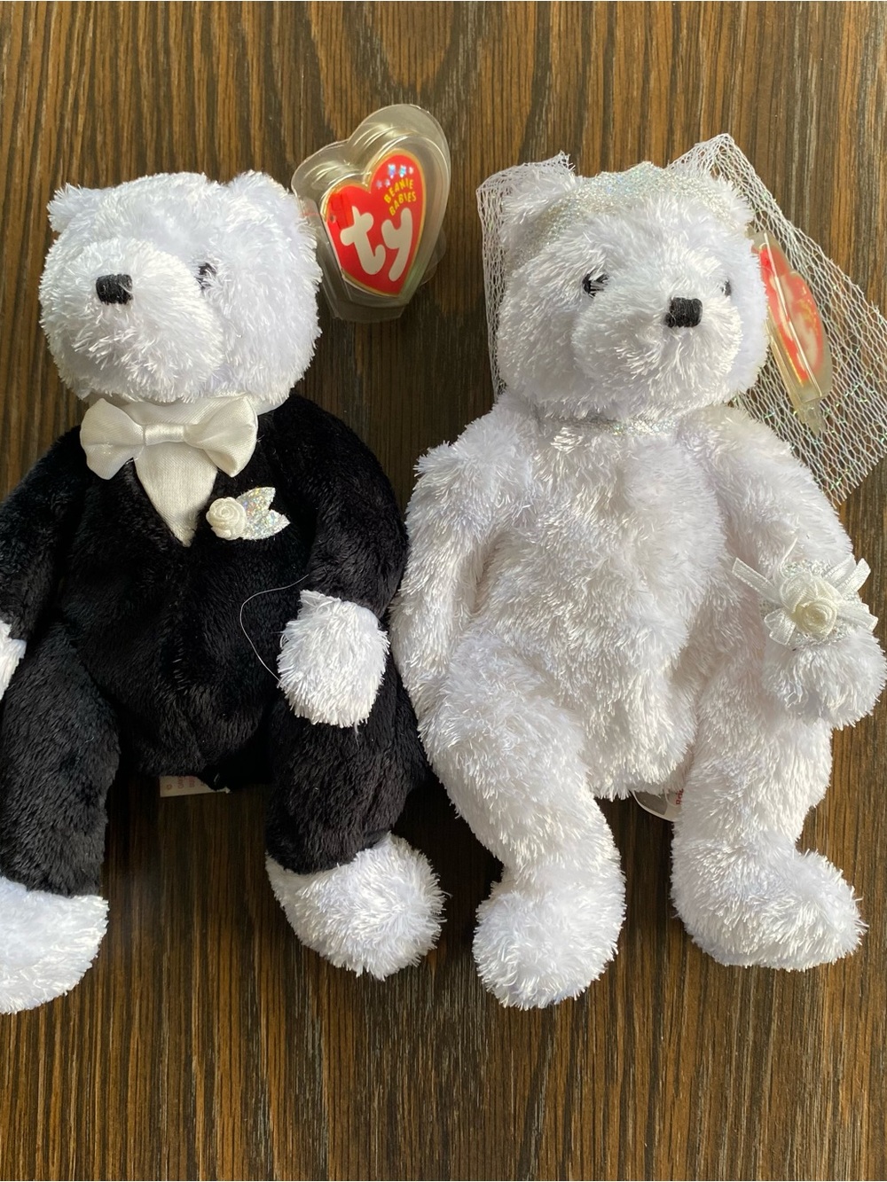 Ty Bride and Groom Bear Set 2002- White and Black
